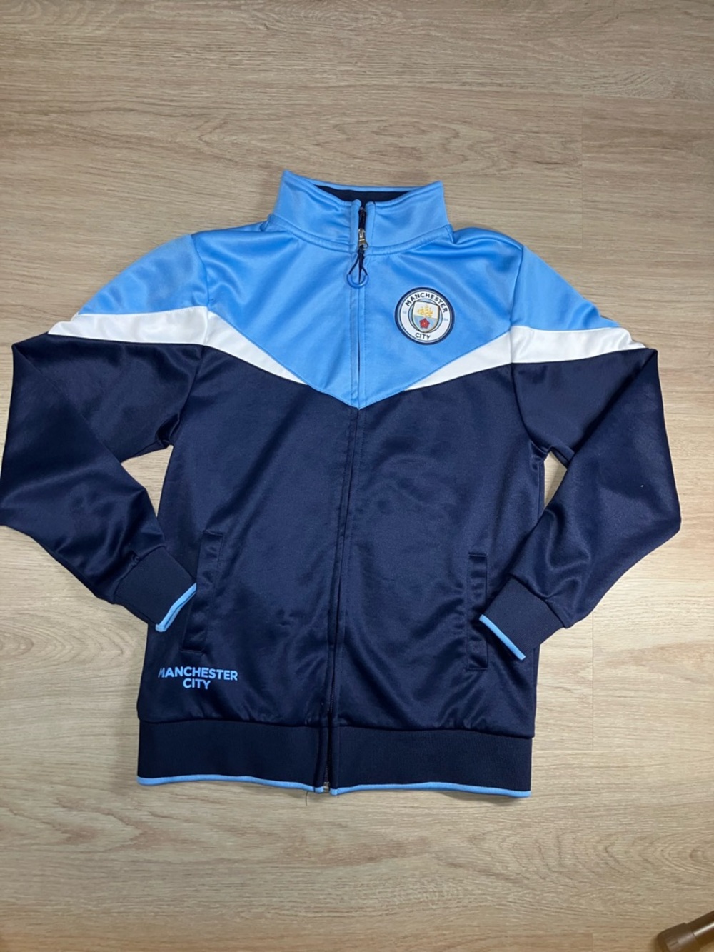 Manchester City Kids' Navy and Sky Blue Zip-Up Jacket